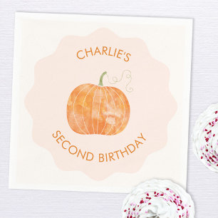 Pumpkin Autumn Fall Second 2nd Birthday Napkins