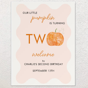 Pumpkin Autumn Fall Second Birthday Welcome Sign