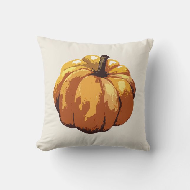 Pumpkin Autumn Halloween Throw Pillow (Front)