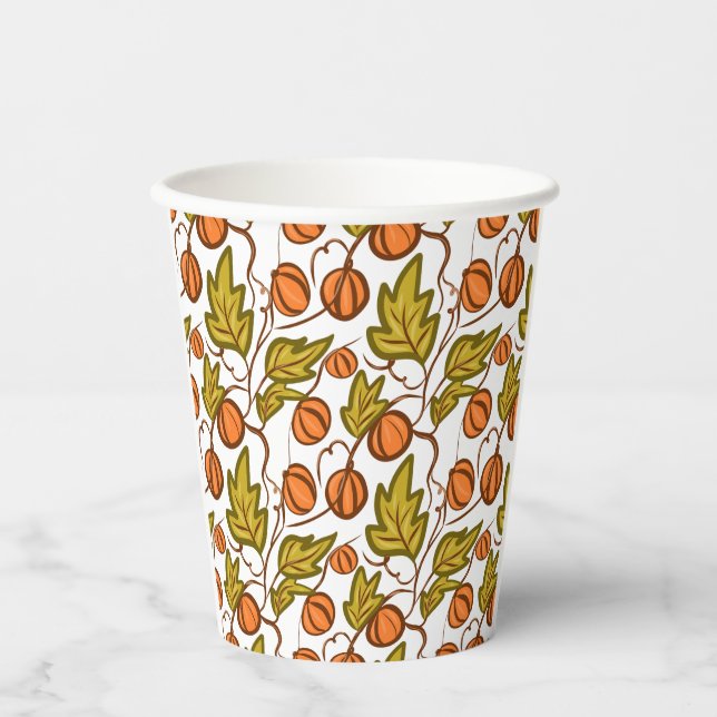   Pumpkin Autumn Hand Drawn Paper Cups (Front)