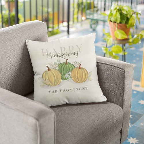 Pumpkin Autumn Happy Thanksgiving Custom Throw Pillow