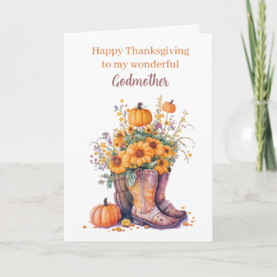Pumpkin Autumn Happy Thanksgiving Godmother Card