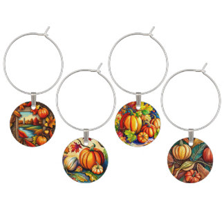 Pumpkin Autumn Harvest Thanksgiving Wine Charm