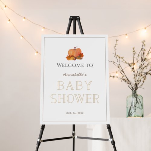 Pumpkin Autumn Leaves Baby Shower Welcome Foam Board