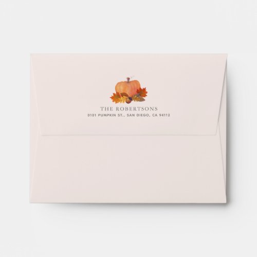 Pumpkin Autumn Leaves Blush Pink Envelope