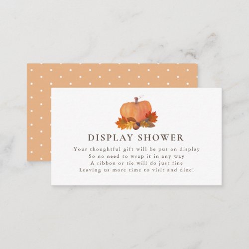 Pumpkin Autumn Leaves White Display Shower Enclosure Card