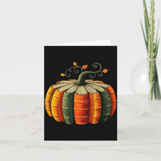 Pumpkin Autumn Season Book Lover Books Reading Hal Card (Front)