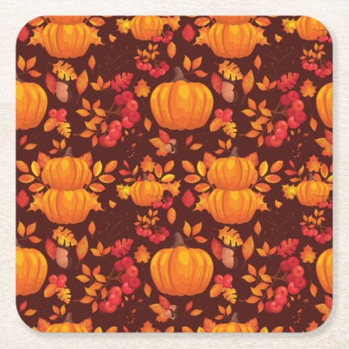 Pumpkin Autumn     Square Paper Coaster