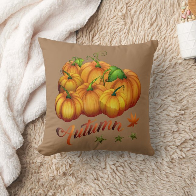 Pumpkin Autumn Throw Pillow (Blanket)