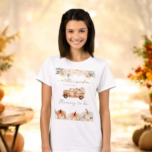 Pumpkin Autumn Truck Orange Neutral Baby Shower T_Shirt