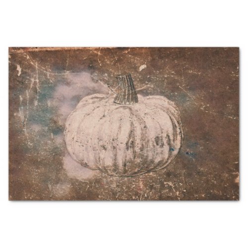 Pumpkin Autumn Vintage Brown White Teal Texture Tissue Paper