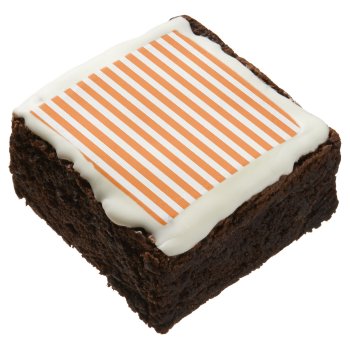 Pumpkin Autumnal Stripes Chocolate Brownie by SunshineDazzle at Zazzle