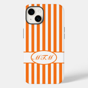 Pumpkin Autumnal Stripes with monogram Case-Mate iPhone 14 Case