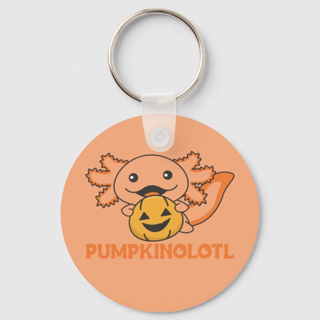 Pumpkin Axolotl Lovers Cute Animals For Halloween  Keychain (Front)
