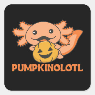 Pumpkin Axolotl Lovers Cute Animals For Halloween Square Sticker