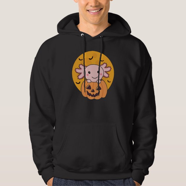 Pumpkin Axolotl Lovers Sweet Animals For Halloween Hoodie (Front)