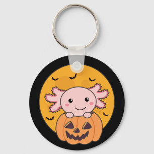 Pumpkin Axolotl Lovers Sweet Animals For Halloween Keychain