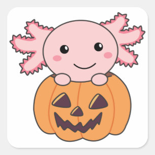 Pumpkin Axolotl Lovers Sweet Animals For Halloween Square Sticker