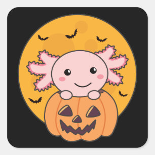 Pumpkin Axolotl Lovers Sweet Animals For Halloween Square Sticker