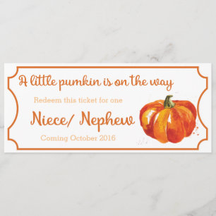 Pumpkin baby Announcement Ticket Niece / Nephew