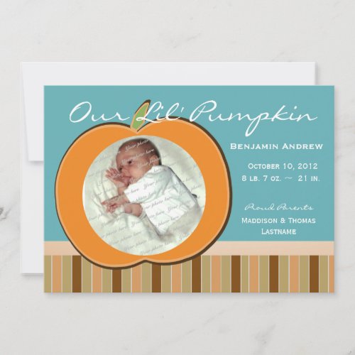 Pumpkin Baby Birth with Stripes and Photo