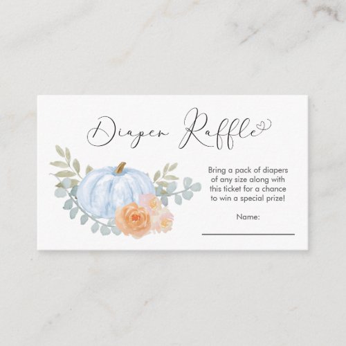 Pumpkin Baby Boy Shower Diaper Raffle Enclosure Card