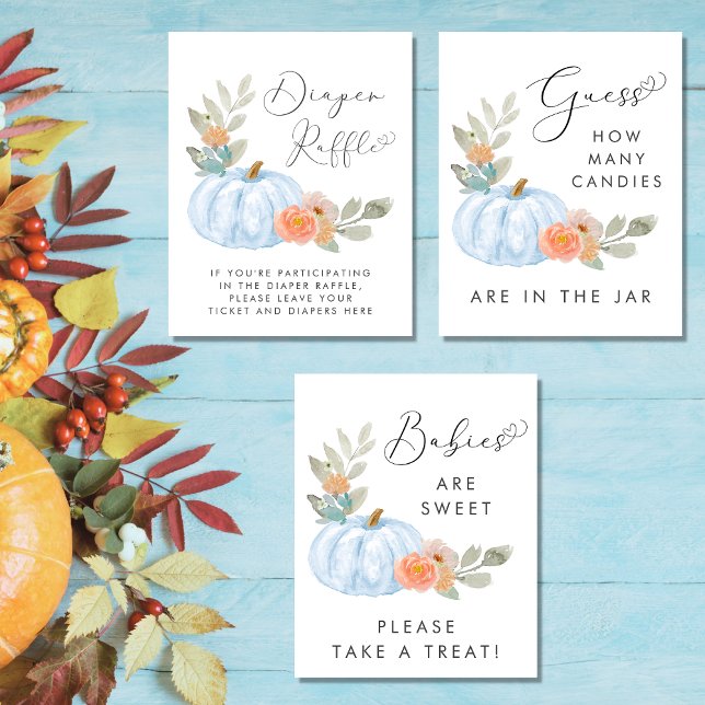 Pumpkin Baby Boy Shower Games Favors Poster Set (Creator Uploaded)