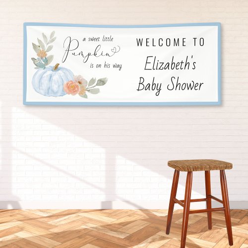 Pumpkin Baby Boy Shower Welcome Banner
