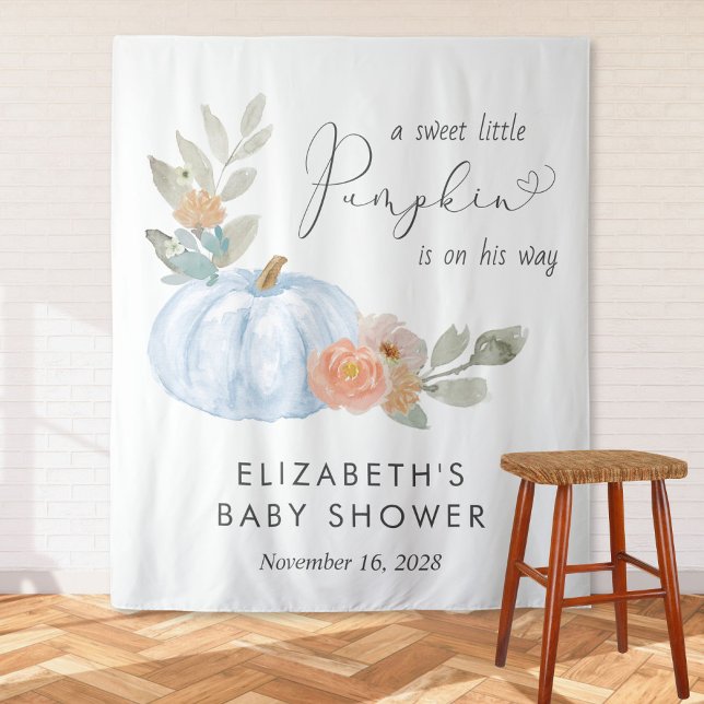 Pumpkin Baby Boy Shower Welcome Photo Backdrop (Creator Uploaded)