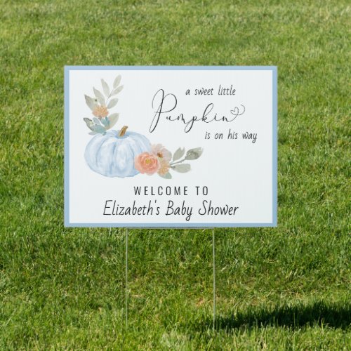 Pumpkin Baby Boy Shower Welcome Sign