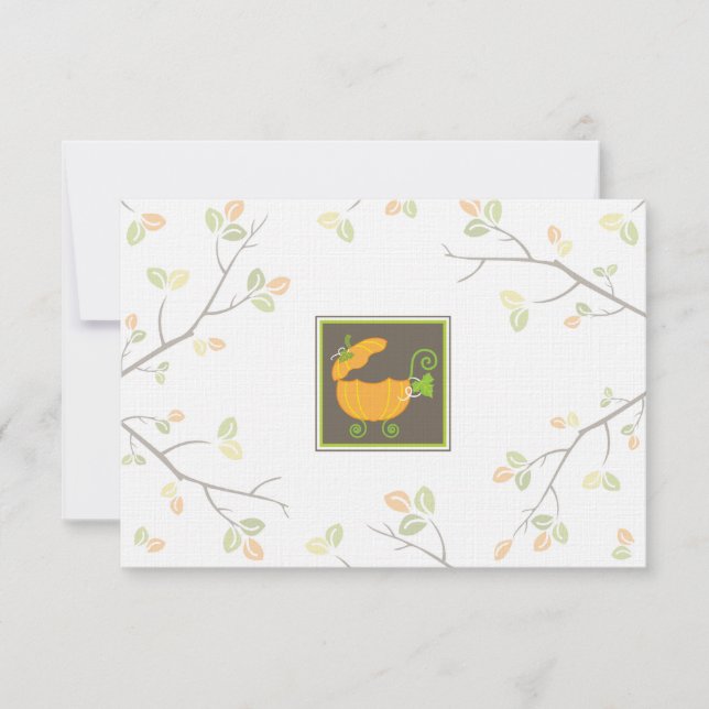 Pumpkin Baby Carriage RSVP Card (Front)