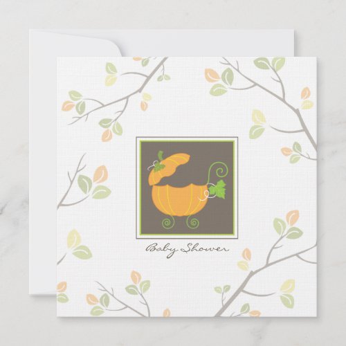 Pumpkin Baby Carriage Shower Invitation