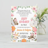 Pumpkin Baby Girl Shower By Mail Woodland Animal Invitation (Standing Front)