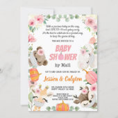 Pumpkin Baby Girl Shower By Mail Woodland Animal Invitation (Front)
