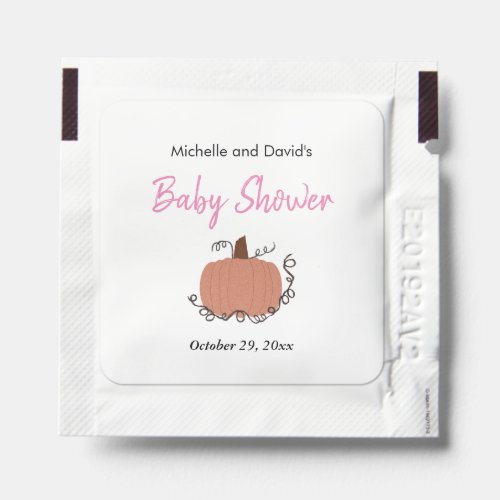 Pumpkin Baby Girl Shower  Hand Sanitizer Packet