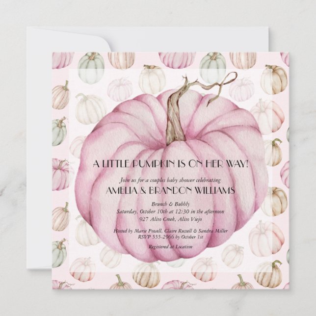 Pumpkin Baby Girl Shower Invitations (Front)