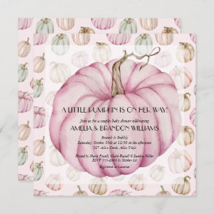Pumpkin Baby Girl Shower Invitations