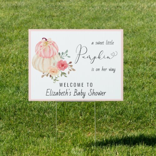 Pumpkin Baby Girl Shower Welcome Yard Sign