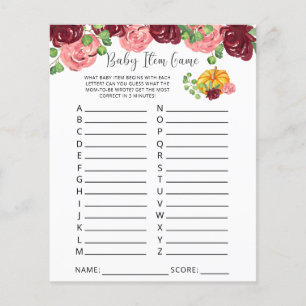 Pumpkin Baby Item Game. Baby Shower Game