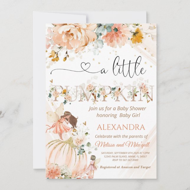 Pumpkin baby shower A Little Pumpkin Is On The Way Invitation (Front)