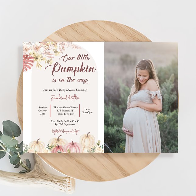 Pumpkin Baby Shower A little Pumpkin Is On The Way Invitation (Creator Uploaded)