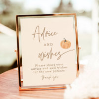 Pumpkin Baby Shower Advice and Wishes Cards