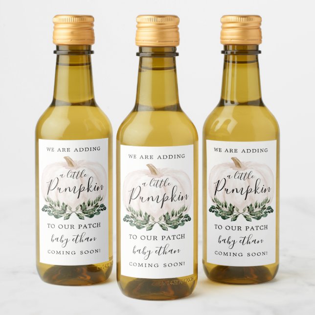 Pumpkin Baby Shower Baby Pregnancy Announcement Wine Label (Bottles)