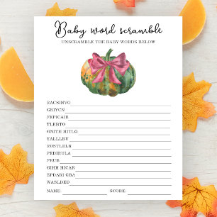 Pumpkin baby shower Baby word scramble game