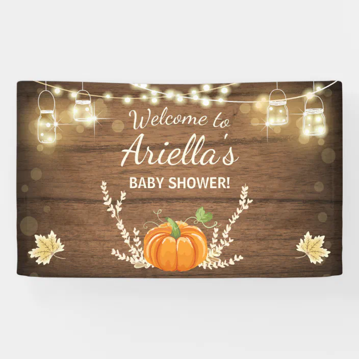Gold Glittery Welcome Little Pumpkin Banner,Thanksgiving Fall Theme Baby Shower 