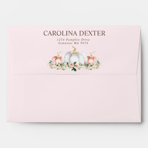 Pumpkin Baby Shower Blush Pink And Gold Envelope