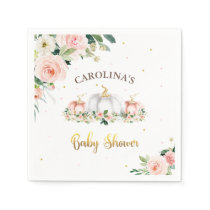 Pumpkin Baby Shower Blush Pink And Gold Napkins