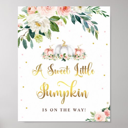 Pumpkin Baby Shower Blush Pink And Gold Party Sign