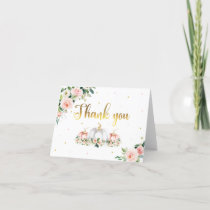 Pumpkin Baby Shower Blush Pink And Gold Thank You Card