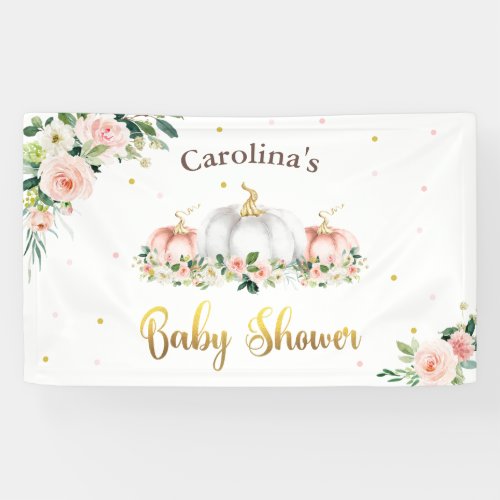 Pumpkin Baby Shower Blush Pink And Gold Welcome Banner